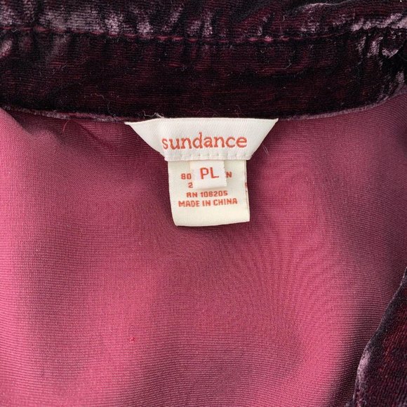 Sundance - Dark Burgundy button front crushed velvet top, PL - Picture 6 of 6